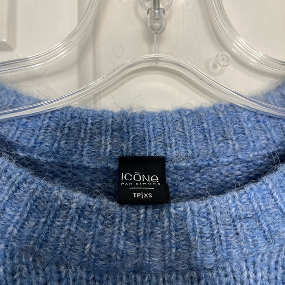 NWT Icone Simons Alpaca Wool Crewneck Sweater XS Blue Melange - Picture 10 of 13